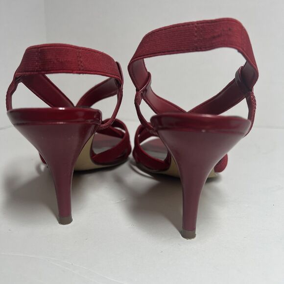 Predictions Women’s Red Strapped Sandal Shoes 3” Heels Sz 7 M Slingback - Picture 6 of 11